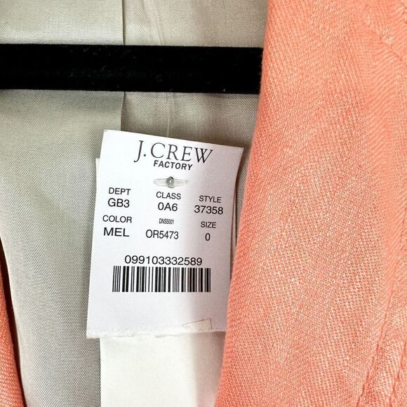 J. Crew Linen Schoolboy Blazer Size 0 NWT Coral Two Button Lined - Picture 7 of 8
